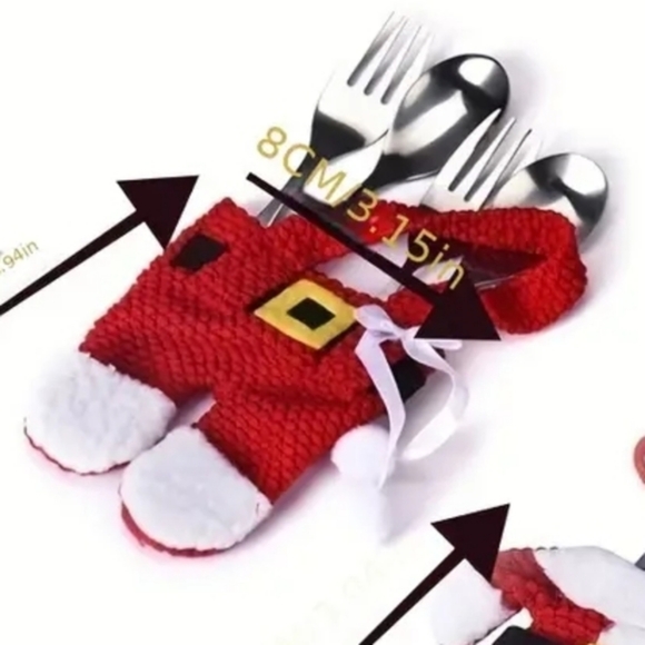 Eight (8)!!  Christmas Cutlery Holders, Ornaments. 4 Santa Pants, 4 Suits, NEW - Picture 4 of 12